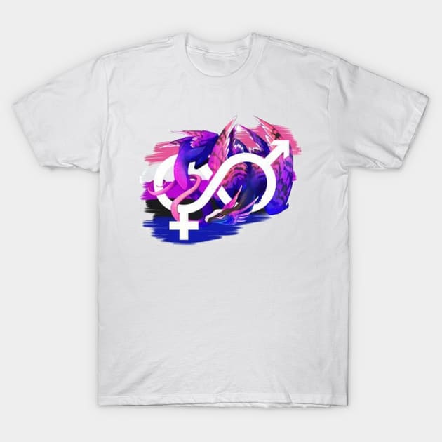 dragon surrounding the sign of heterosexuality T-Shirt by sujeto3571